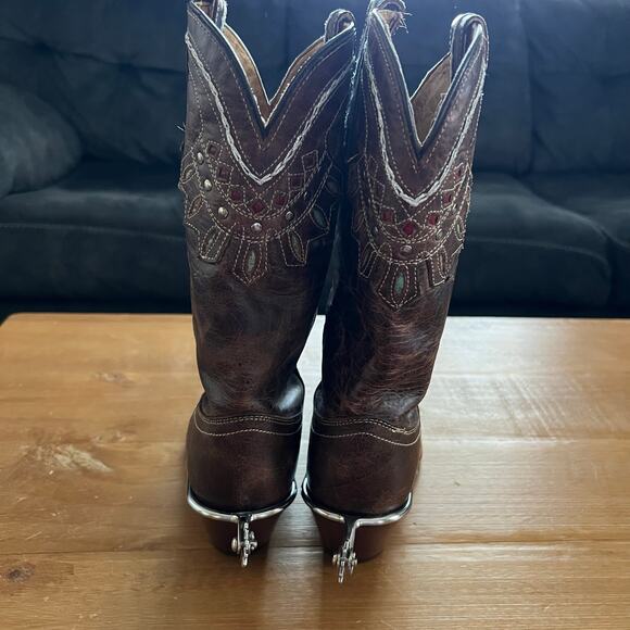 Tony Lama Rancho Western Boots Chocolate Brown Snip Toe Women’s Size 6.5 - Picture 6 of 10